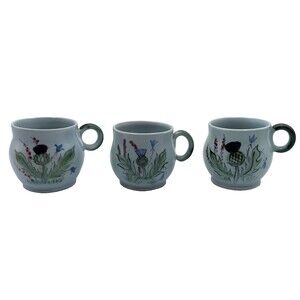 Lot of 3 Cups Vintage Buchan Stoneware Thistle Thistleware Floral #288